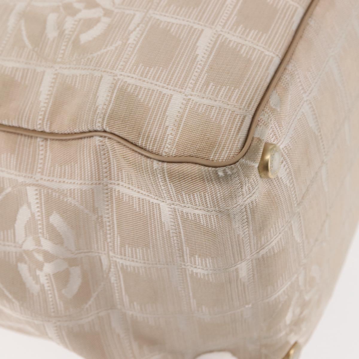 CHANEL New Travel Line Tote Bag Nylon Beige gold CC Auth 146730
