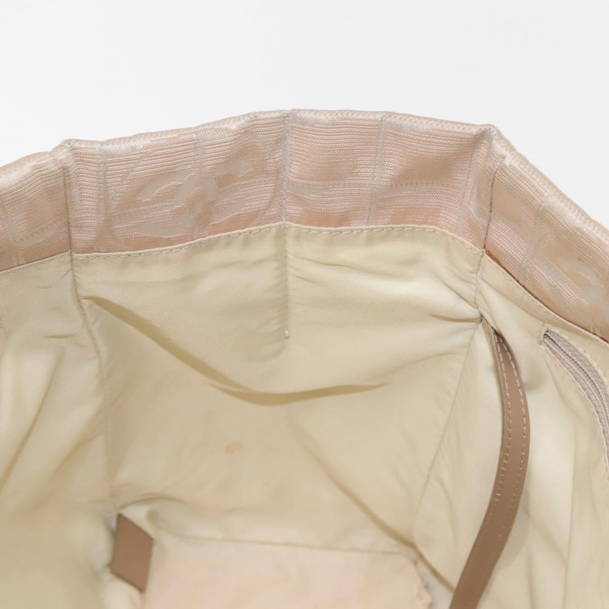 CHANEL New Travel Line Tote Bag Nylon Beige gold CC Auth 146730