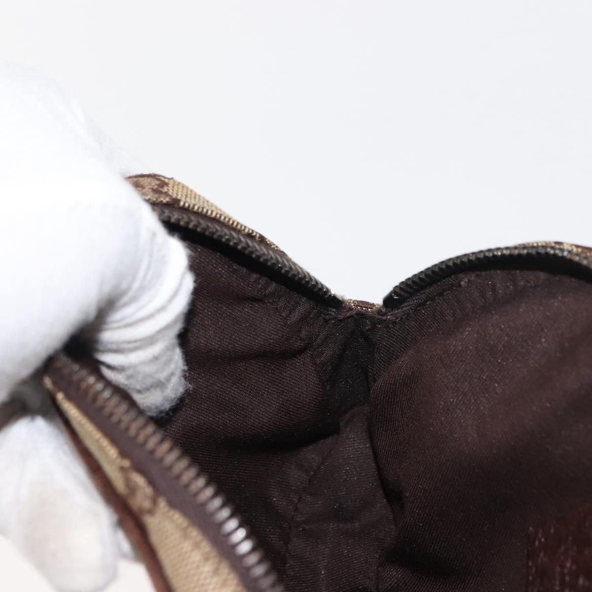 GUCCI GG Canvas Shoulder Bag Beige Silver 120975 Auth 146735