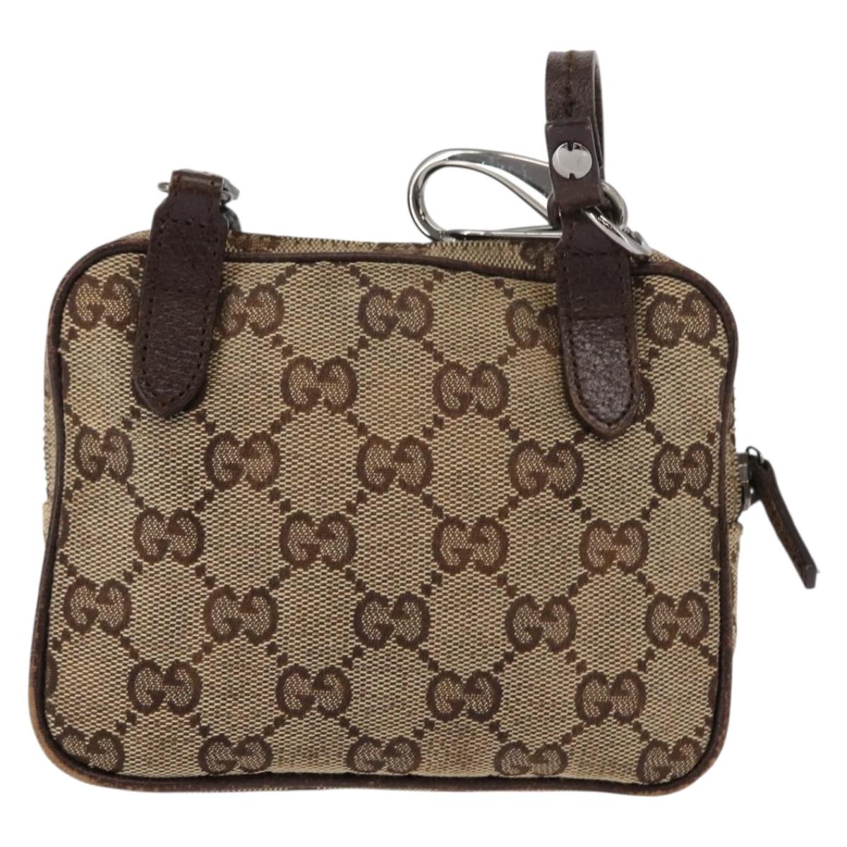 GUCCI GG Canvas Shoulder Bag Beige Silver 120975 Auth 146735