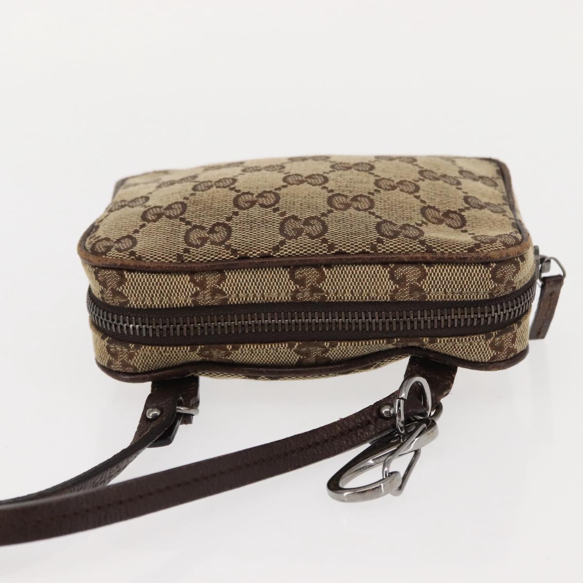 GUCCI GG Canvas Shoulder Bag Beige Silver 120975 Auth 146735
