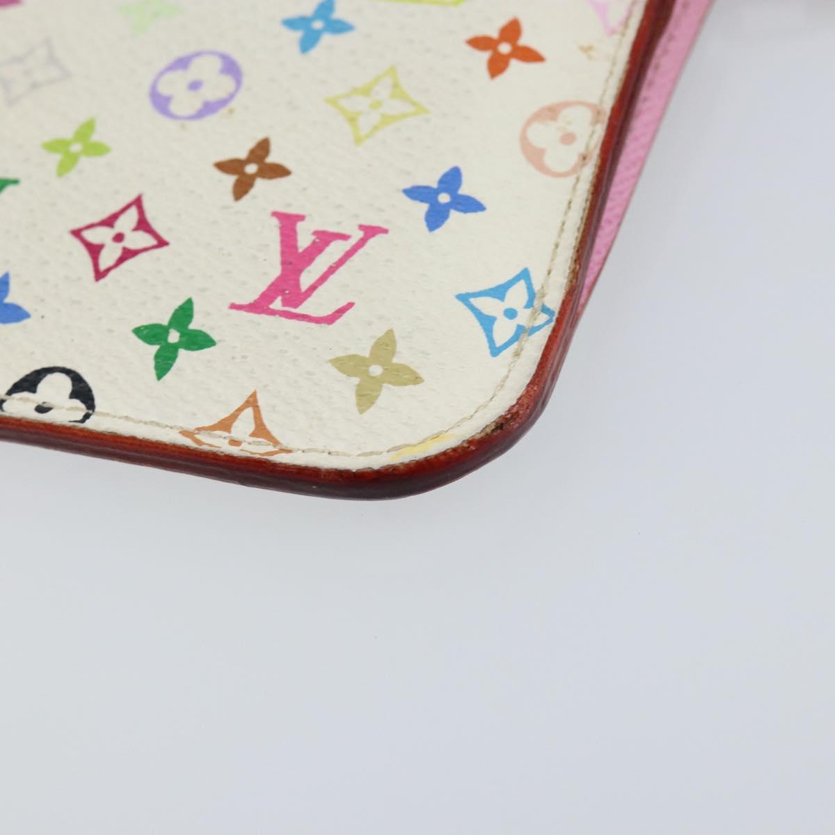LOUIS VUITTON Multicolor Pochette ClesNM Coin Purse White M93734 LV Auth 146748