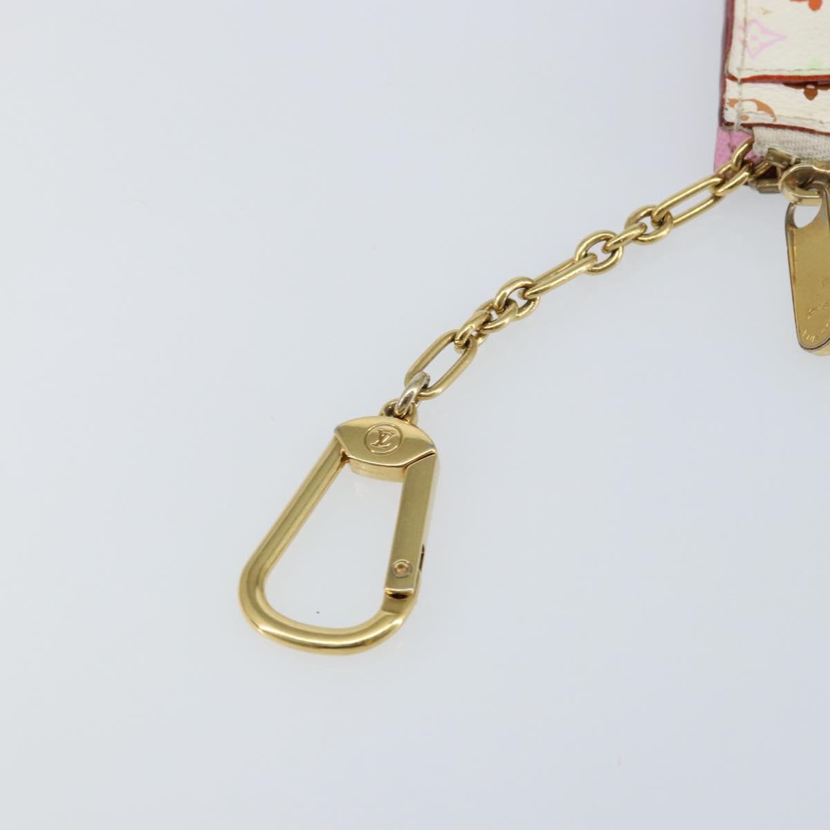 LOUIS VUITTON Multicolor Pochette ClesNM Coin Purse White M93734 LV Auth 146748