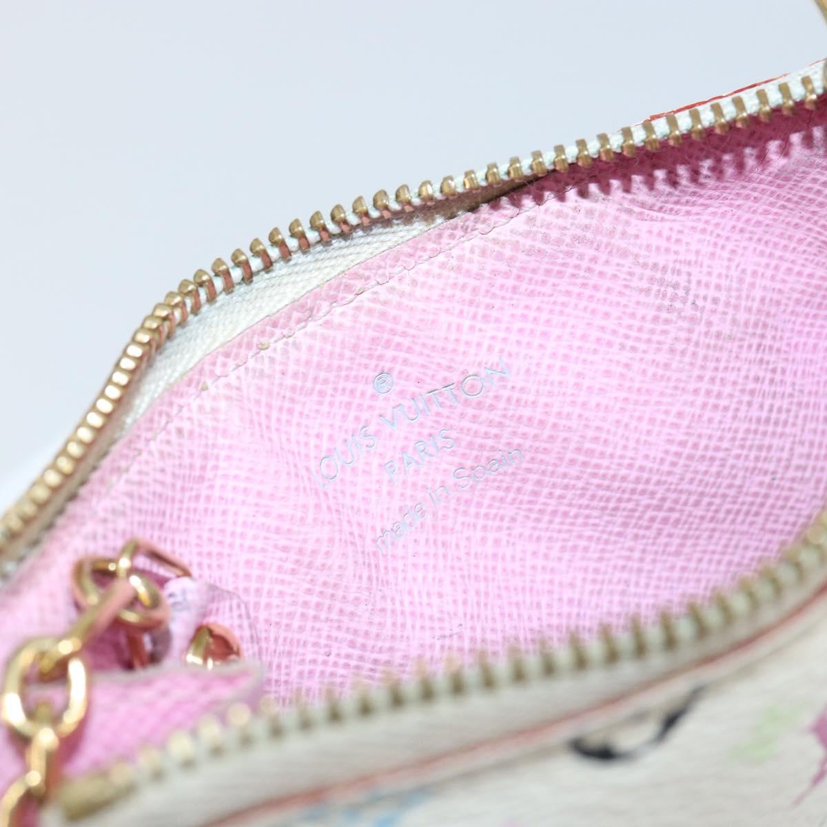 LOUIS VUITTON Multicolor Pochette ClesNM Coin Purse White M93734 LV Auth 146748