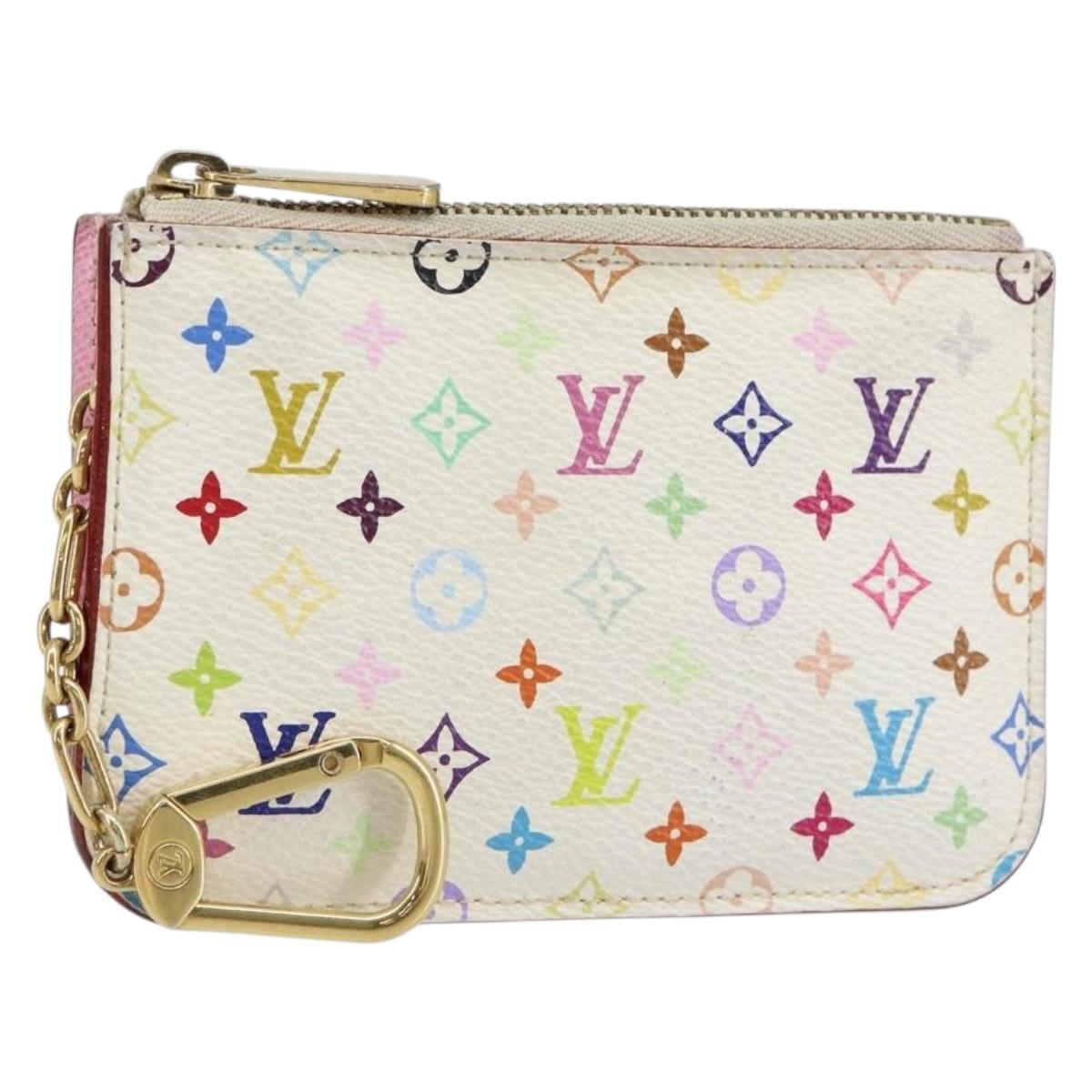 LOUIS VUITTON Multicolor Pochette ClesNM Coin Purse White M93734 LV Auth 146748