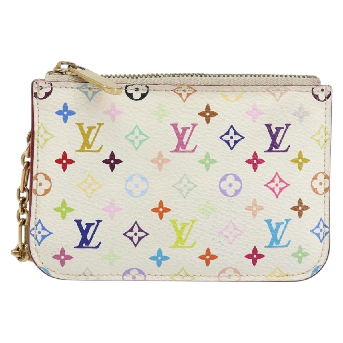 LOUIS VUITTON Multicolor Pochette ClesNM Coin Purse White M93734 LV Auth 146748