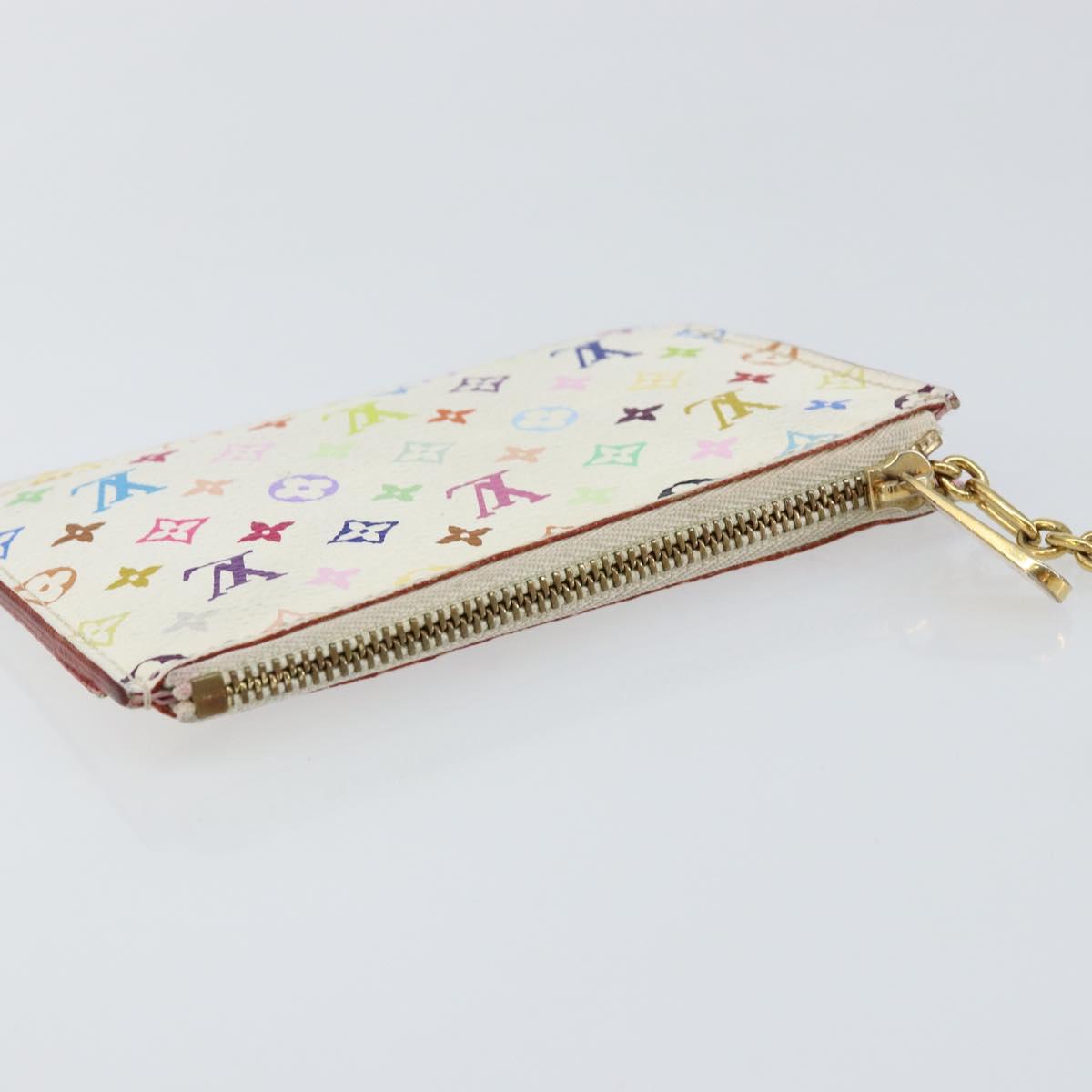 LOUIS VUITTON Multicolor Pochette ClesNM Coin Purse White M93734 LV Auth 146748