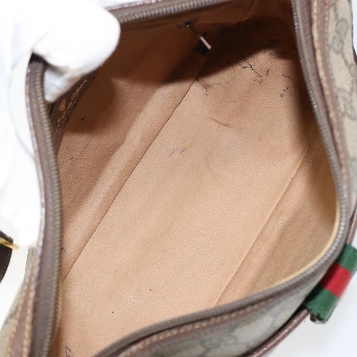 GUCCI GG Supreme Web Sherry Line Shoulder Bag PVC Beige 89 02 032 Auth 146752