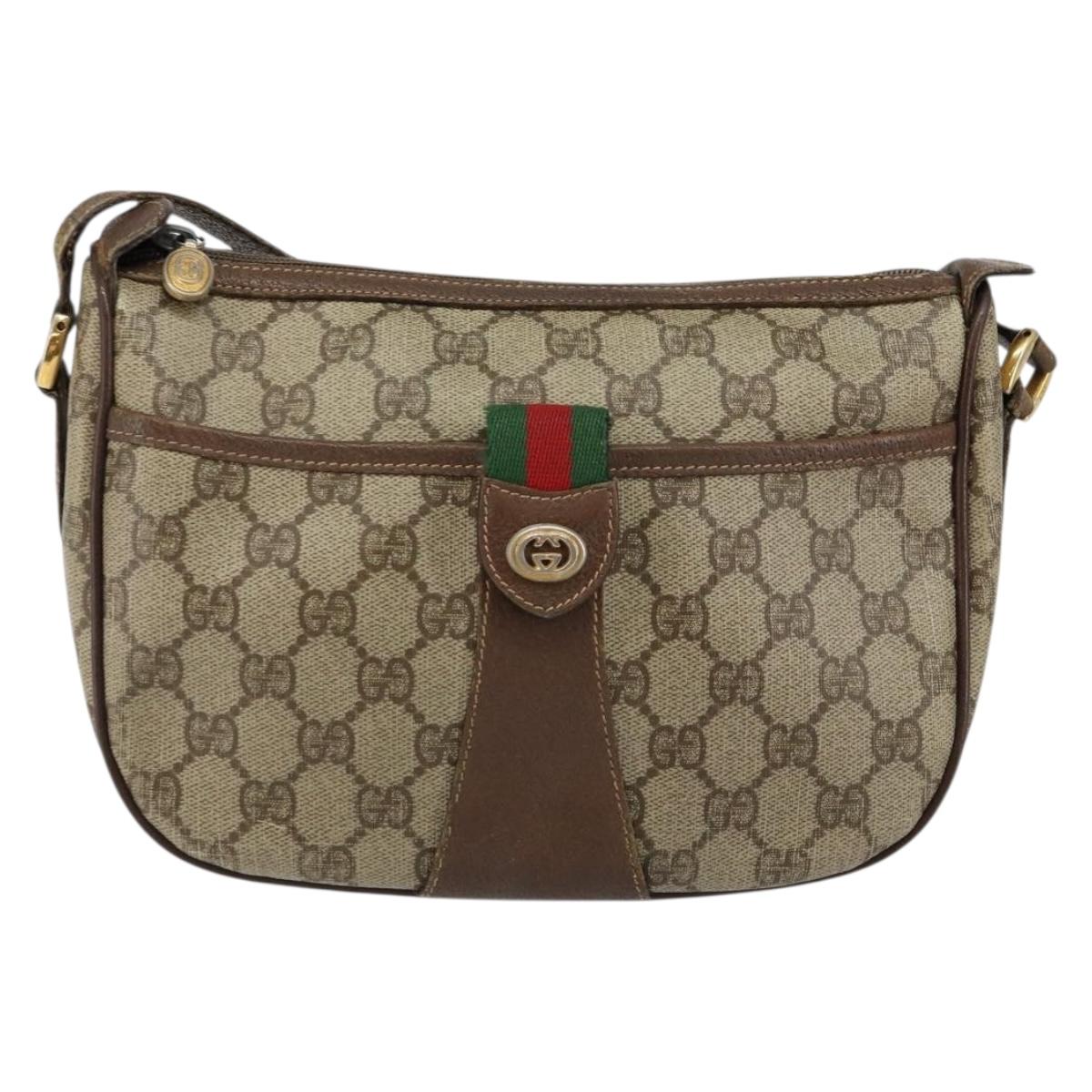GUCCI GG Supreme Web Sherry Line Shoulder Bag PVC Beige 89 02 032 Auth 146752