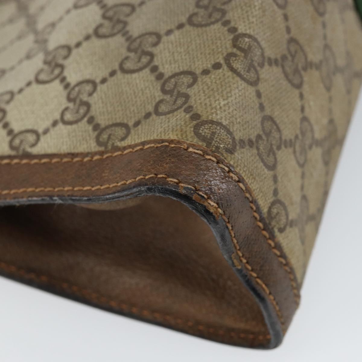 GUCCI GG Supreme Web Sherry Line Clutch Bag PVC Leather Beige Auth 146759