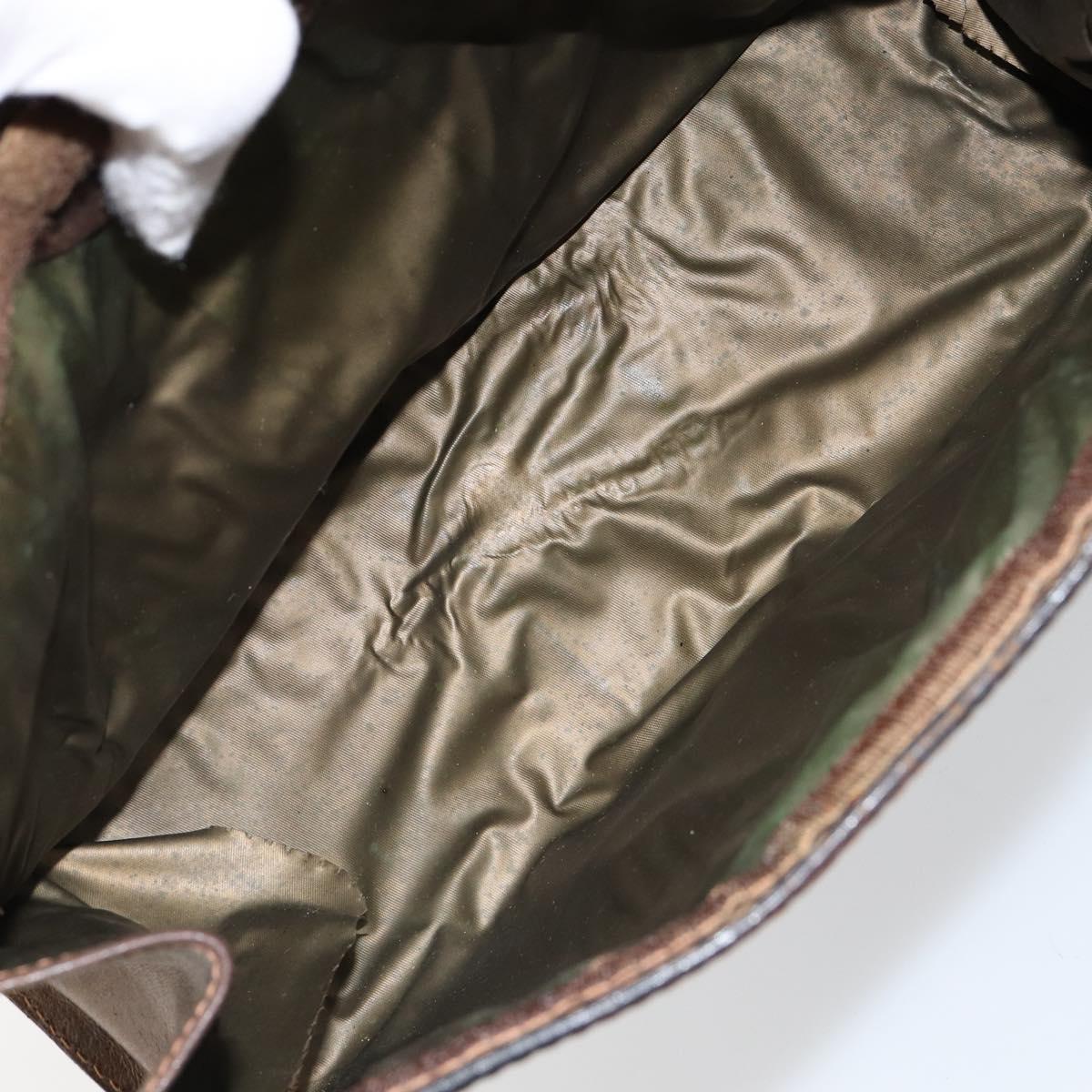 GUCCI GG Supreme Web Sherry Line Clutch Bag PVC Leather Beige Auth 146759