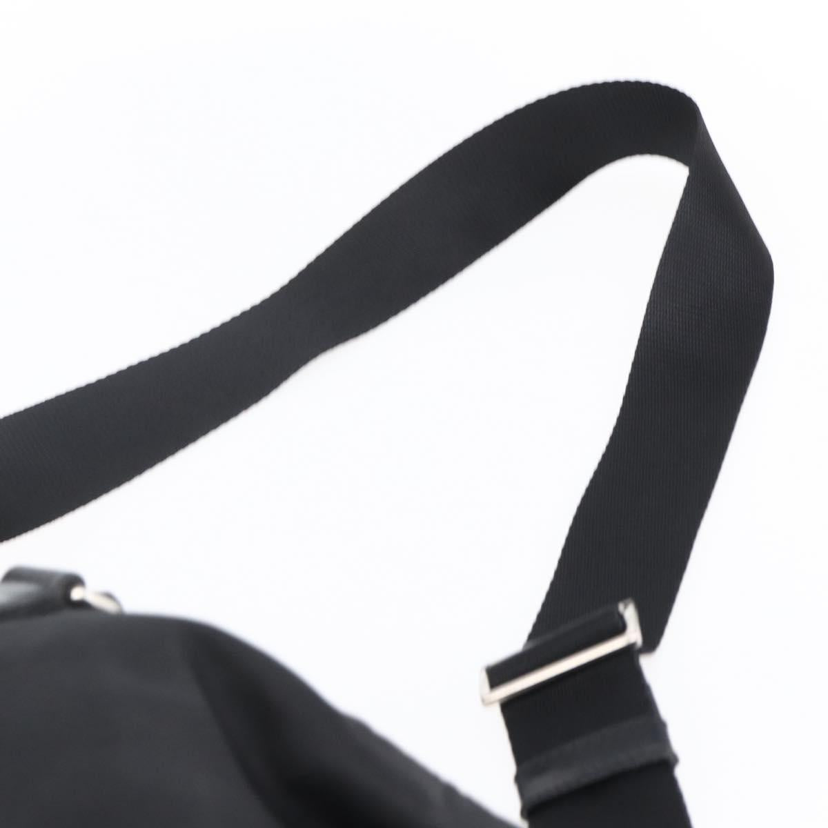 PRADA Tote Bag Nylon Leather 2way Black Silver Auth 146769