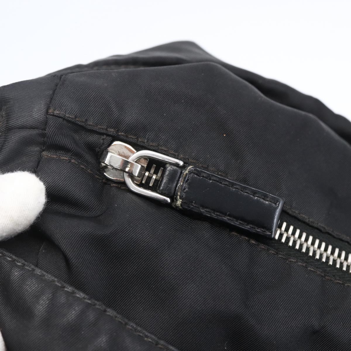 PRADA Tote Bag Nylon Leather 2way Black Silver Auth 146769