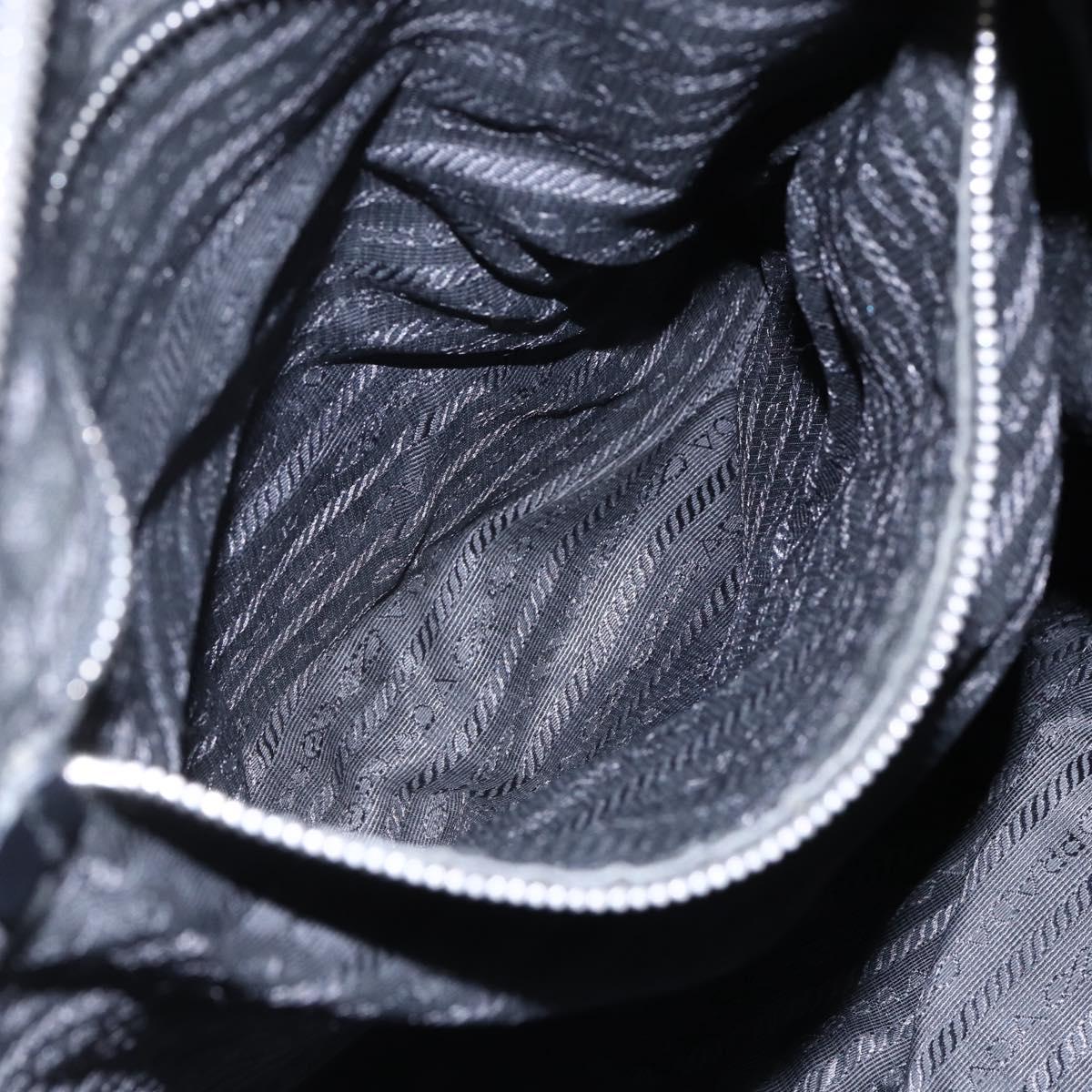 PRADA Tote Bag Nylon Leather 2way Black Silver Auth 146769