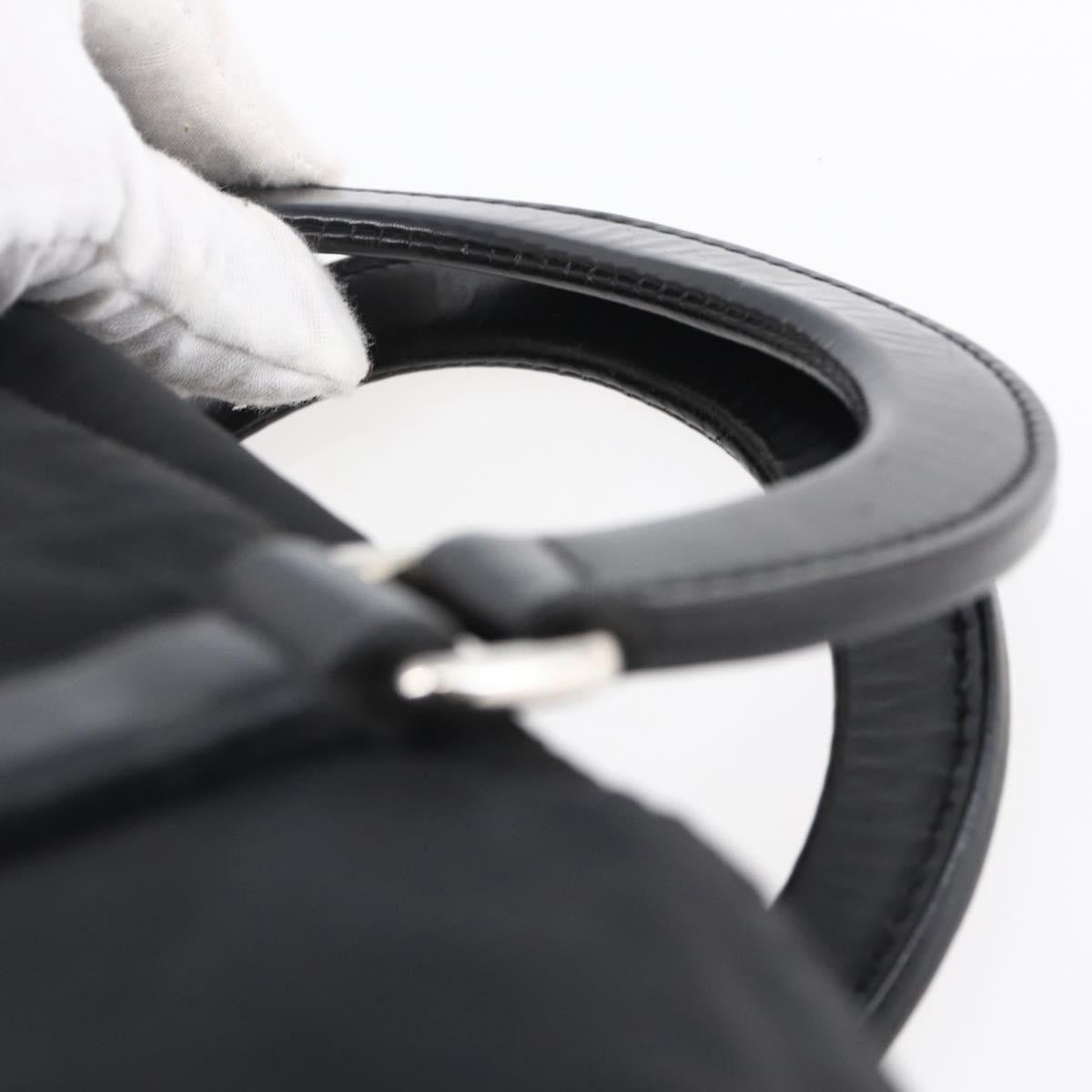 PRADA Tote Bag Nylon Leather 2way Black Silver Auth 146769