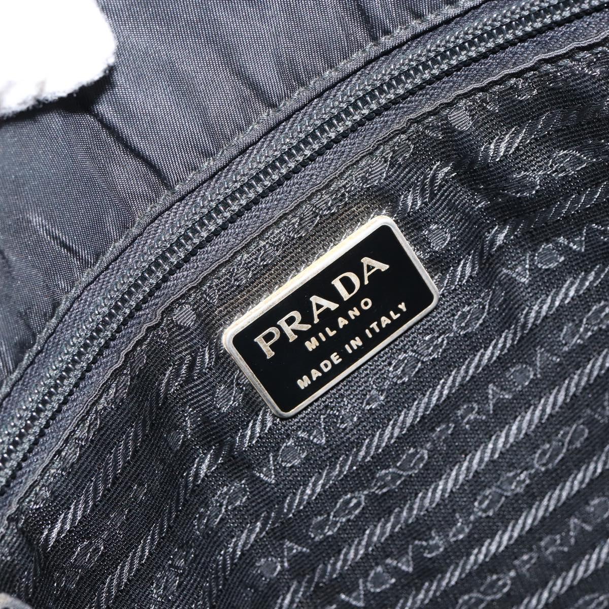 PRADA Shoulder Bag Nylon Black Silver Auth 146770