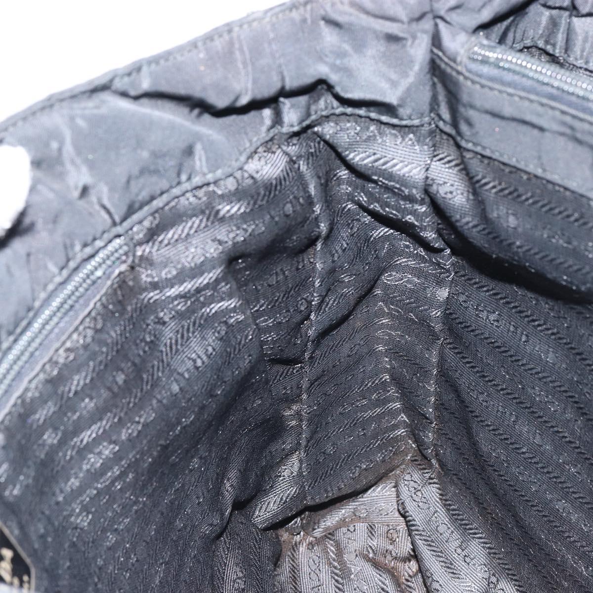 PRADA Shoulder Bag Nylon Black Silver Auth 146770