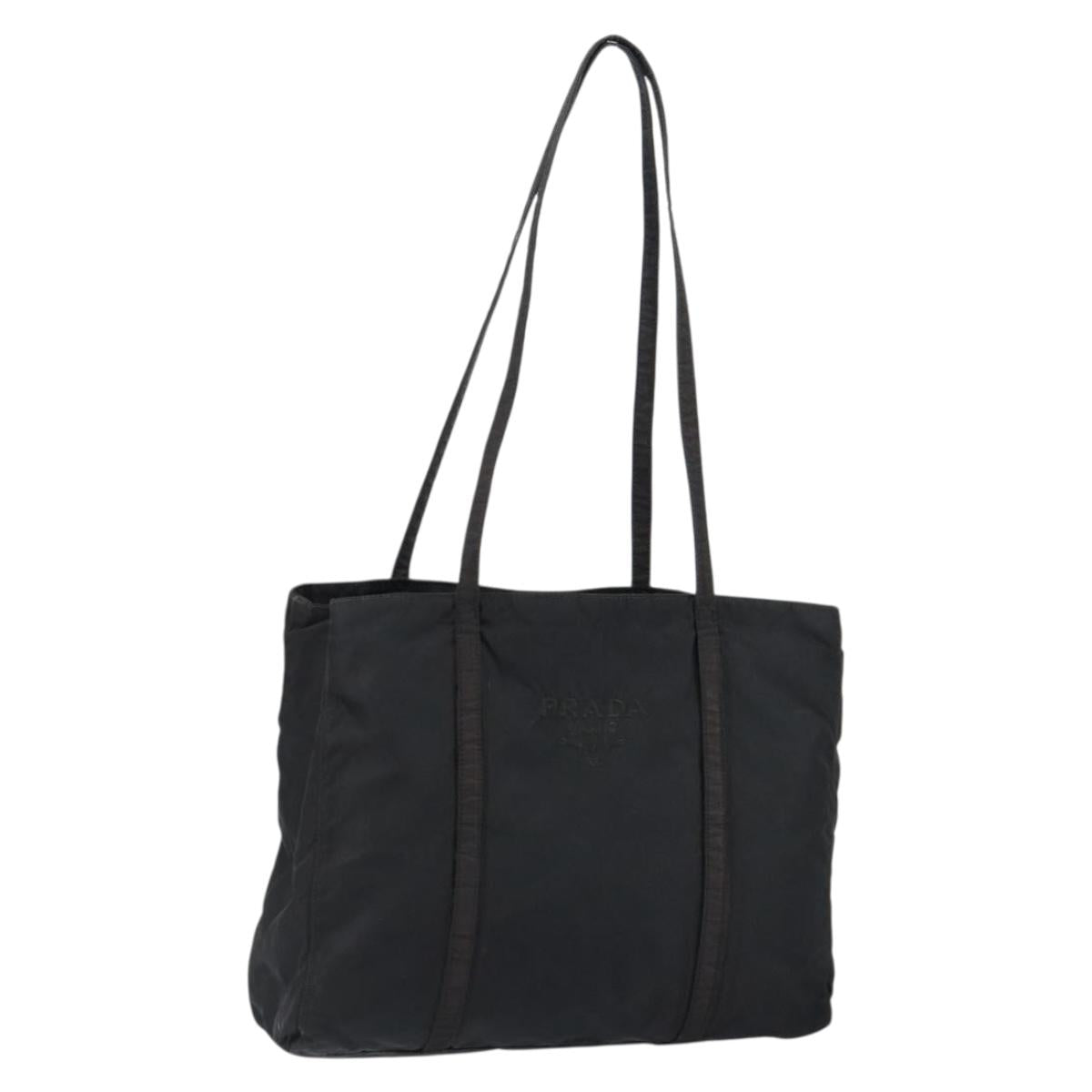 PRADA Shoulder Bag Nylon Black Silver Auth 146770