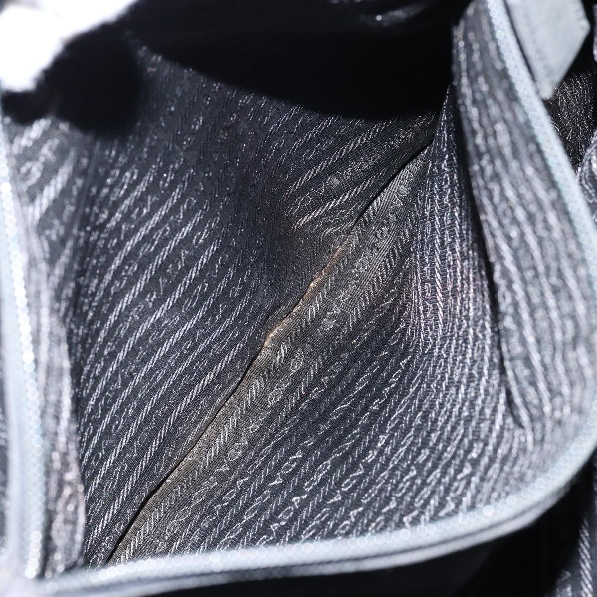 PRADA Shoulder Bag Nylon Black Silver Auth 146770