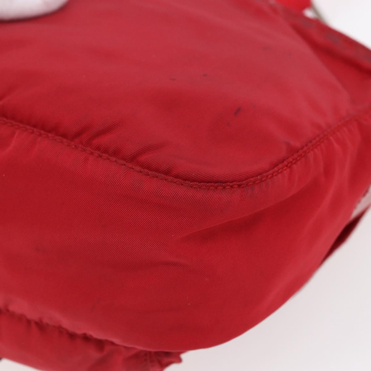 PRADA Shoulder Bag Nylon Red Silver Auth 146771