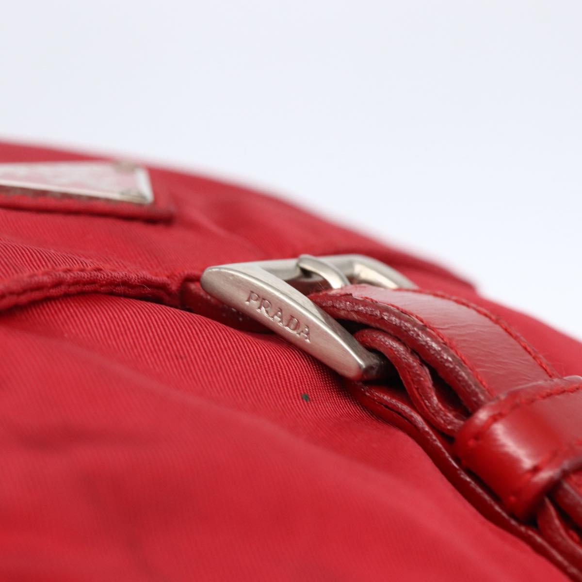 PRADA Shoulder Bag Nylon Red Silver Auth 146771