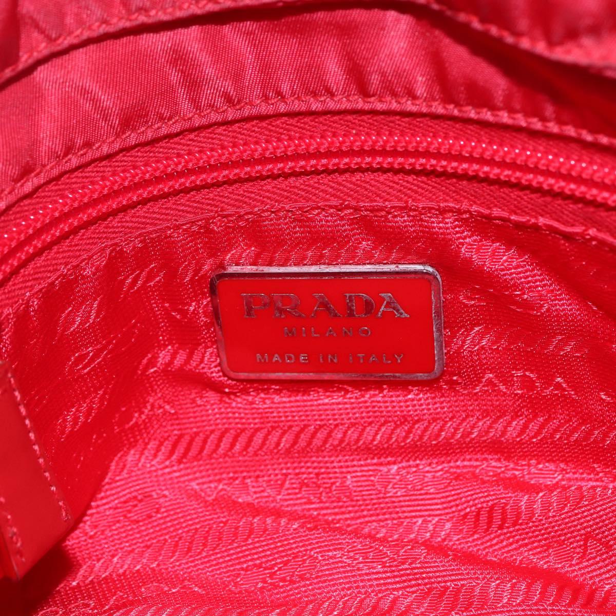 PRADA Shoulder Bag Nylon Red Silver Auth 146771