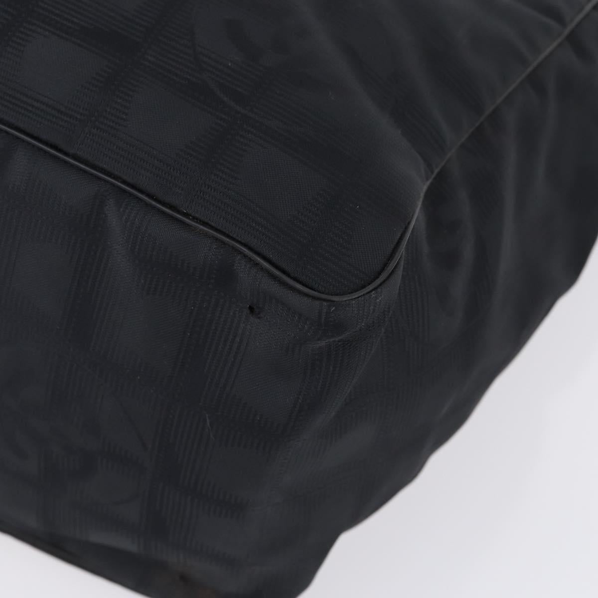 CHANEL New travel line Tote Bag Nylon Black gold CC Auth 146789