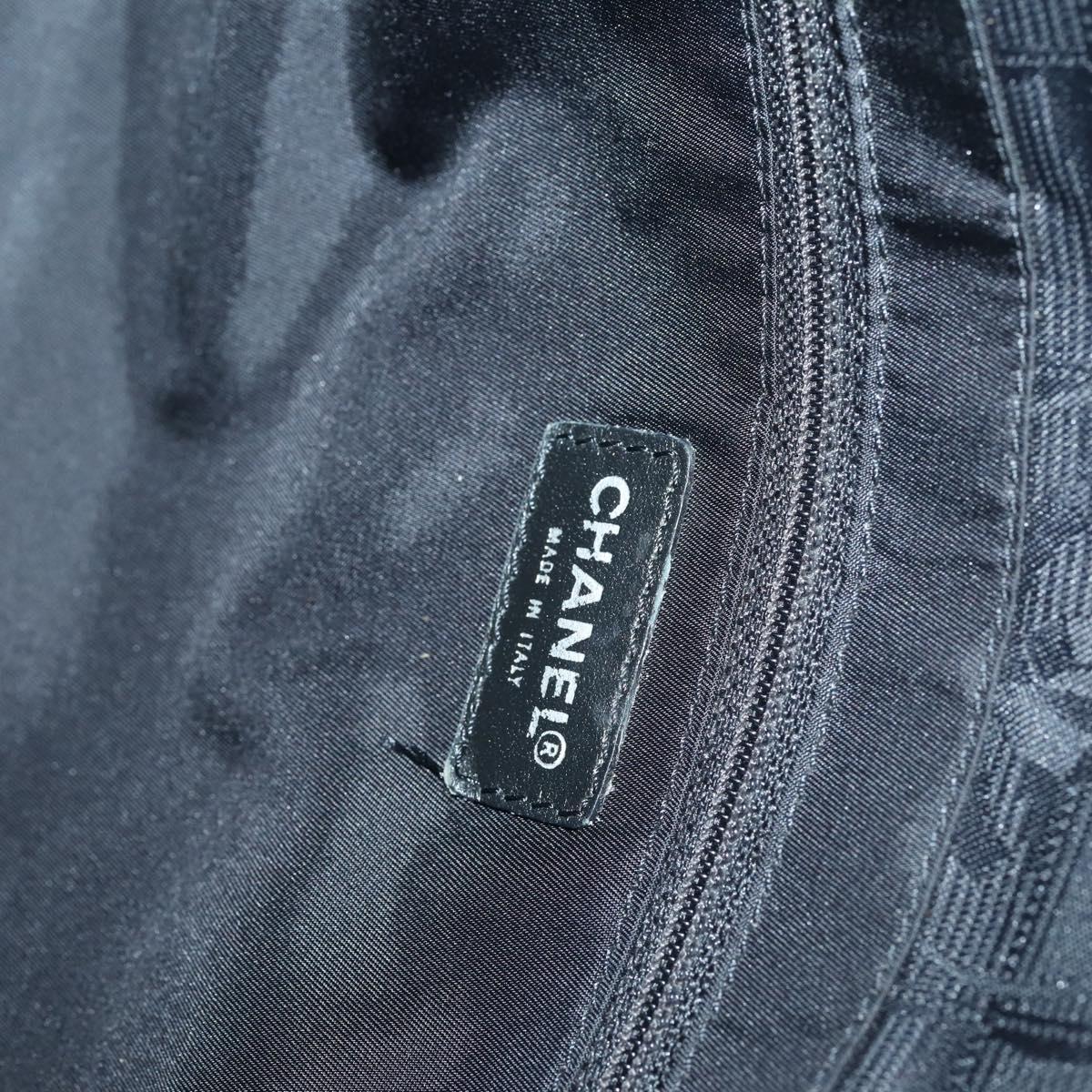 CHANEL New travel line Tote Bag Nylon Black gold CC Auth 146789