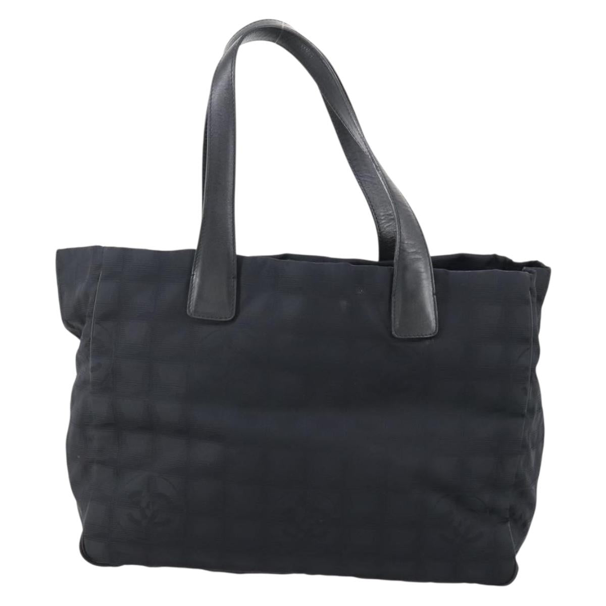 CHANEL New travel line Tote Bag Nylon Black gold CC Auth 146789