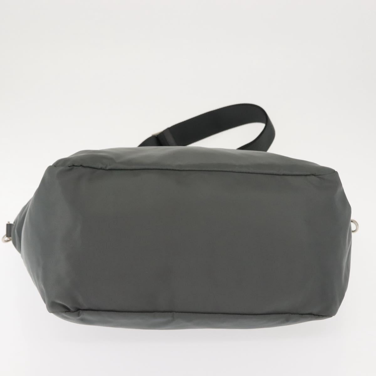 PRADA Tote Bag Nylon 2way Khaki Silver Auth 146790