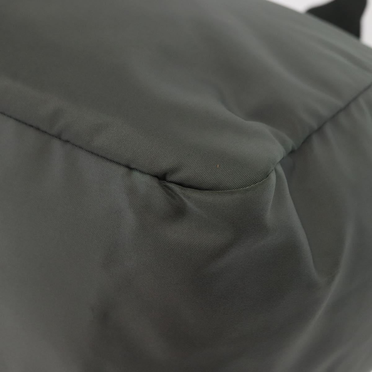 PRADA Tote Bag Nylon 2way Khaki Silver Auth 146790