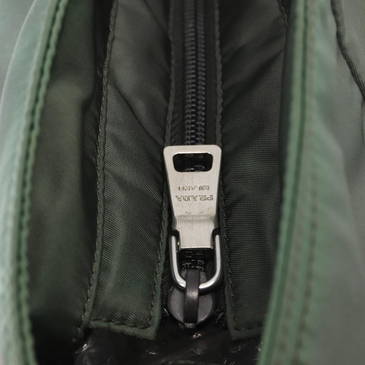 PRADA Tote Bag Nylon 2way Khaki Silver Auth 146790