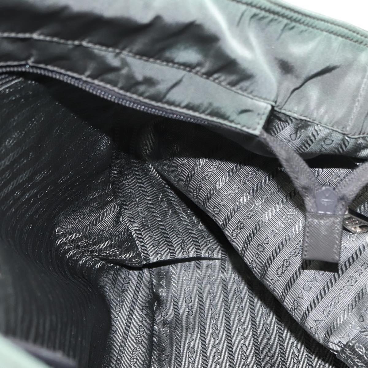 PRADA Tote Bag Nylon 2way Khaki Silver Auth 146790