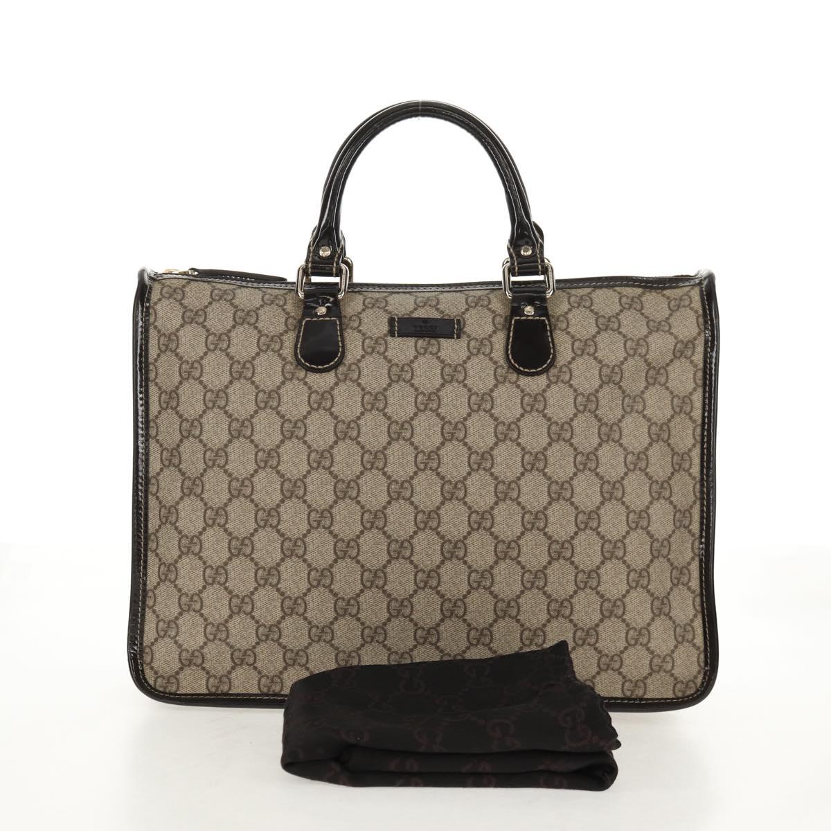 GUCCI GG Supreme Hand Bag PVC Beige Gold 190259 Auth 146791V