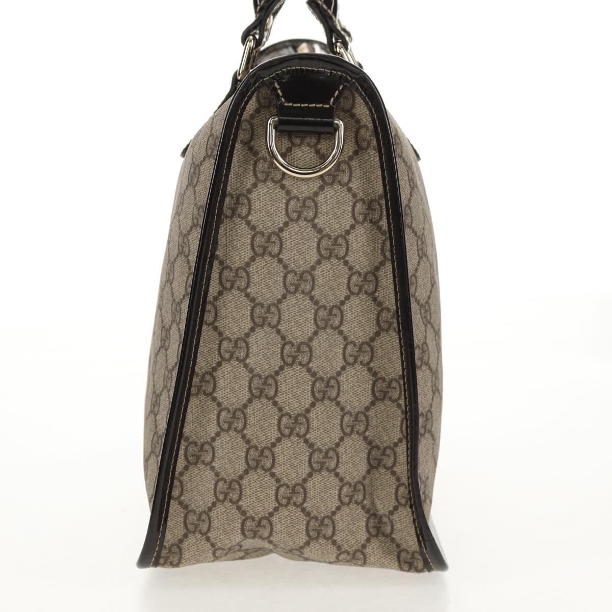 GUCCI GG Supreme Hand Bag PVC Beige Gold 190259 Auth 146791V