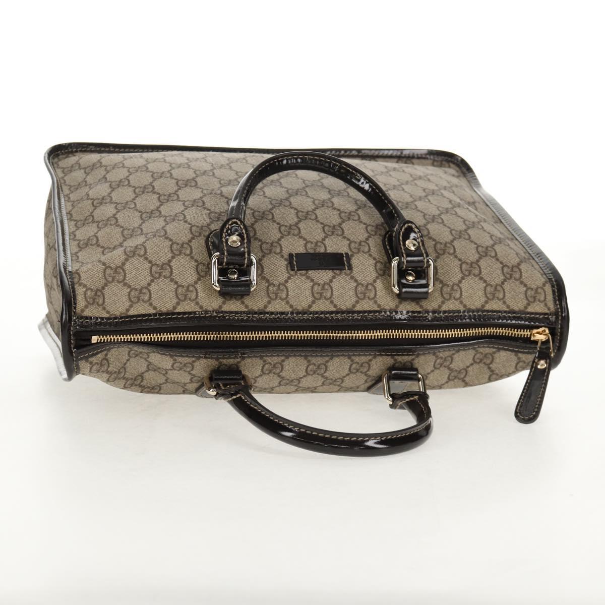 GUCCI GG Supreme Hand Bag PVC Beige Gold 190259 Auth 146791V