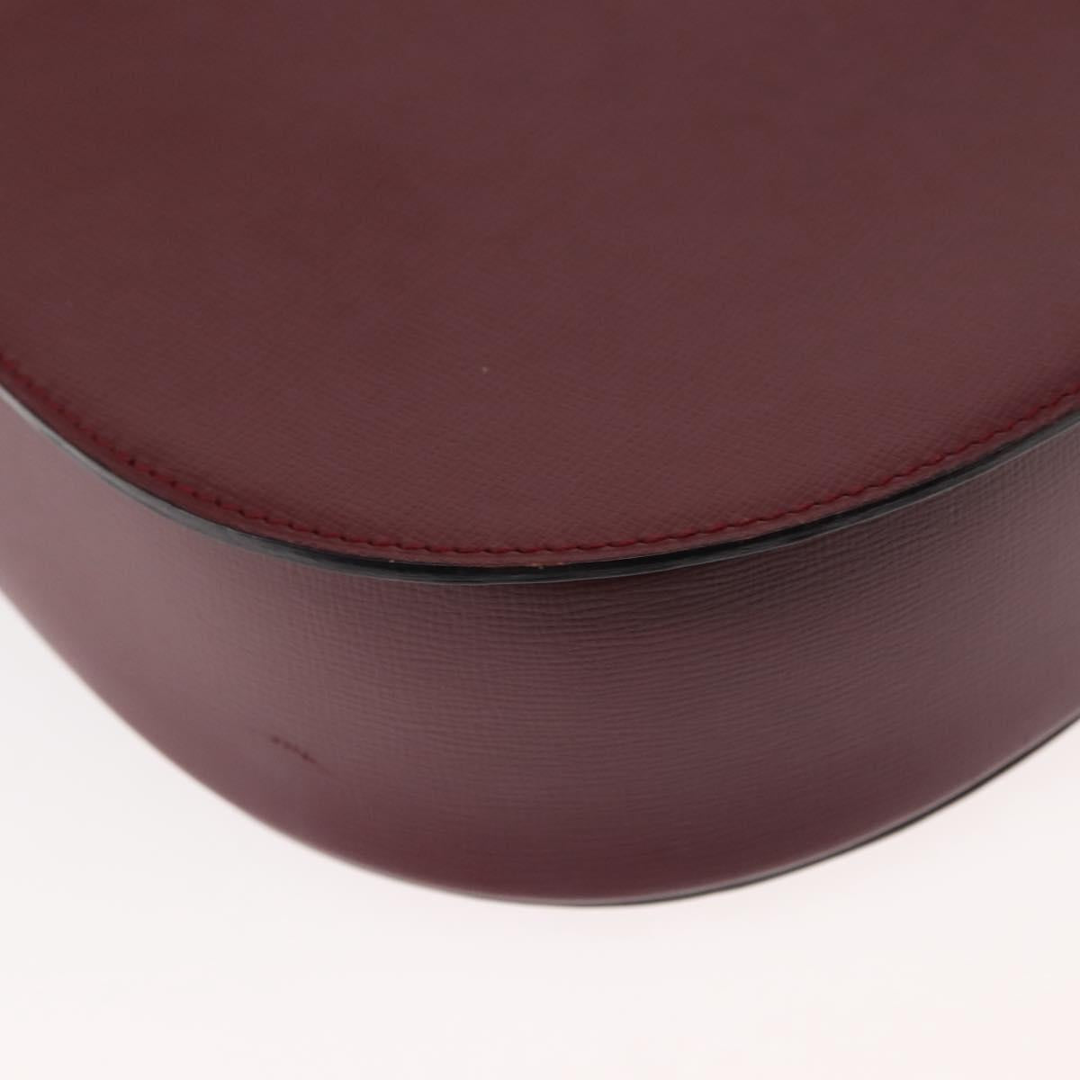 CARTIER Must Line Shoulder Bag Leather Bordeaux Gold Auth 146793