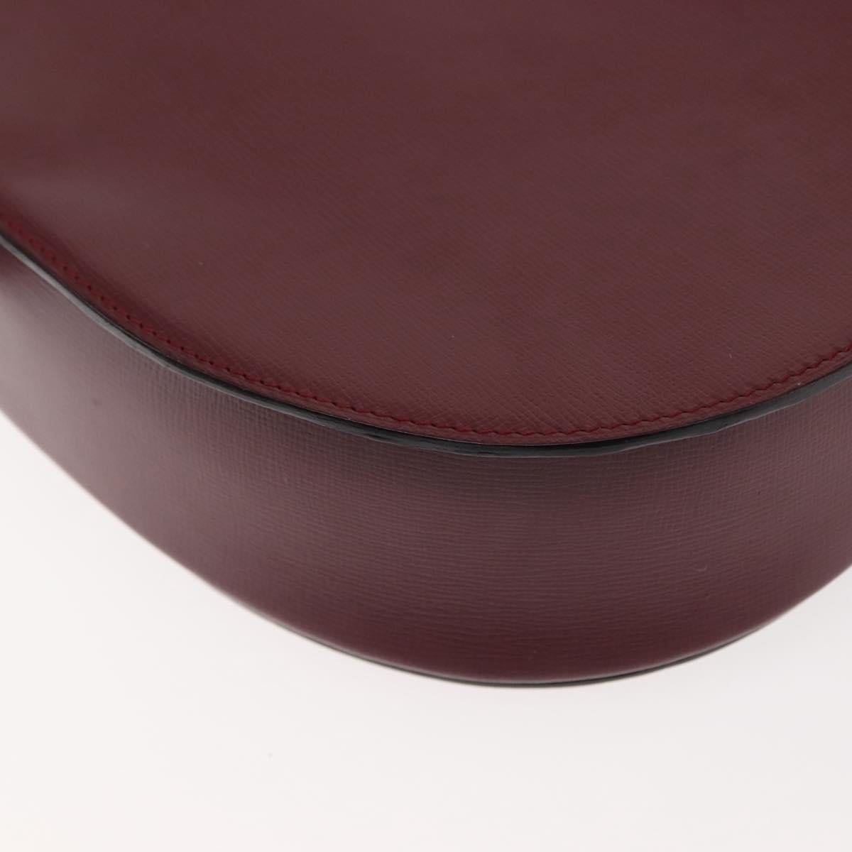 CARTIER Must Line Shoulder Bag Leather Bordeaux Gold Auth 146793