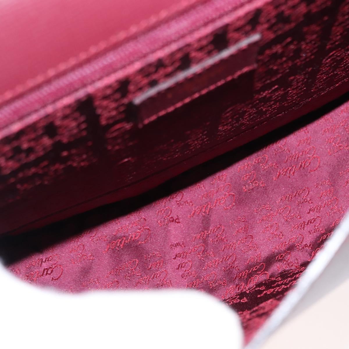 CARTIER Must Line Shoulder Bag Leather Bordeaux Gold Auth 146793