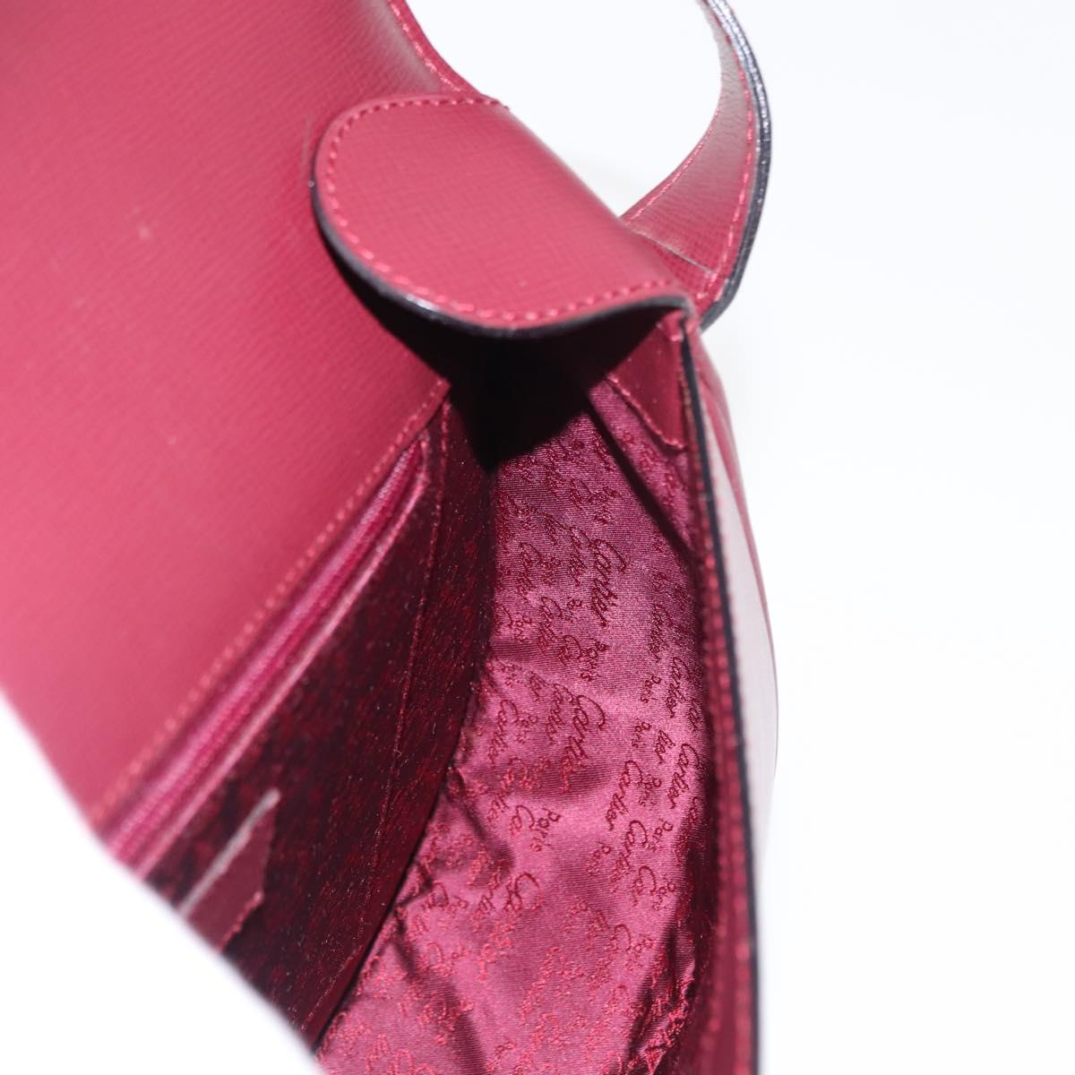 CARTIER Must Line Shoulder Bag Leather Bordeaux Gold Auth 146793