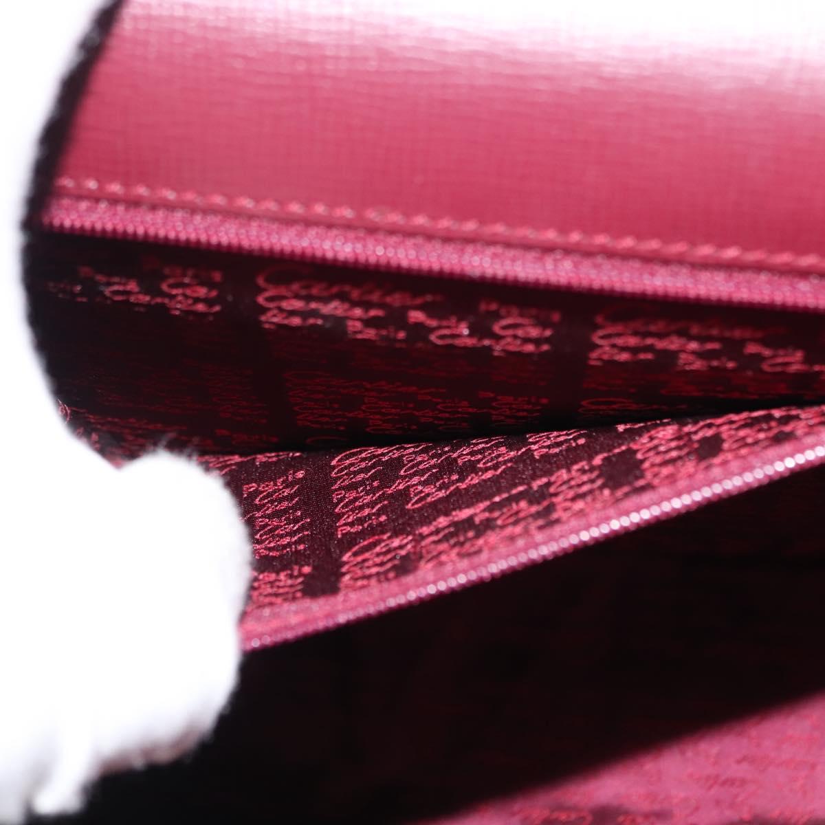 CARTIER Must Line Shoulder Bag Leather Bordeaux Gold Auth 146793