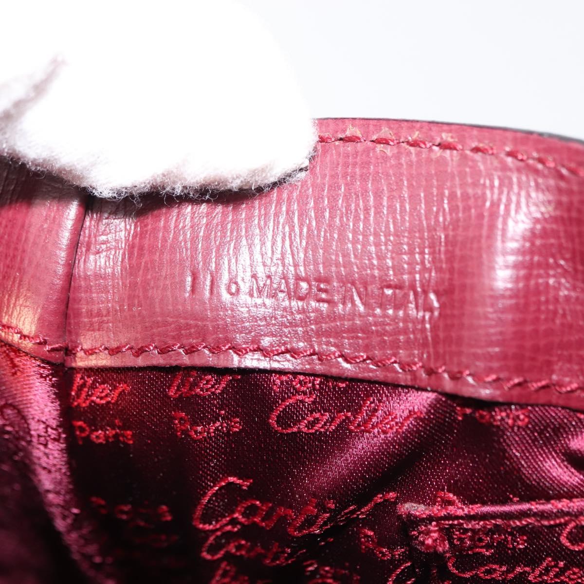 CARTIER Must Line Shoulder Bag Leather Bordeaux Gold Auth 146793