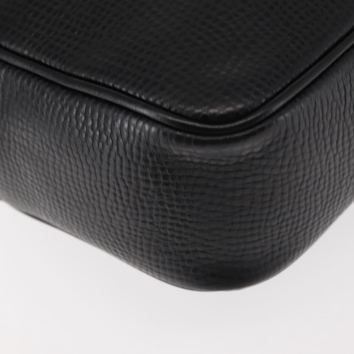 Christian Dior Shoulder Bag Leather Black Gold Auth 146794