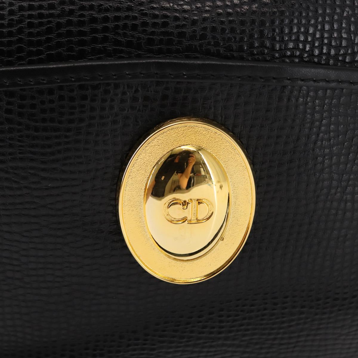 Christian Dior Shoulder Bag Leather Black Gold Auth 146794