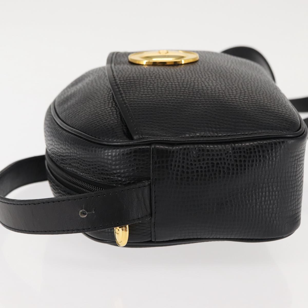 Christian Dior Shoulder Bag Leather Black Gold Auth 146794