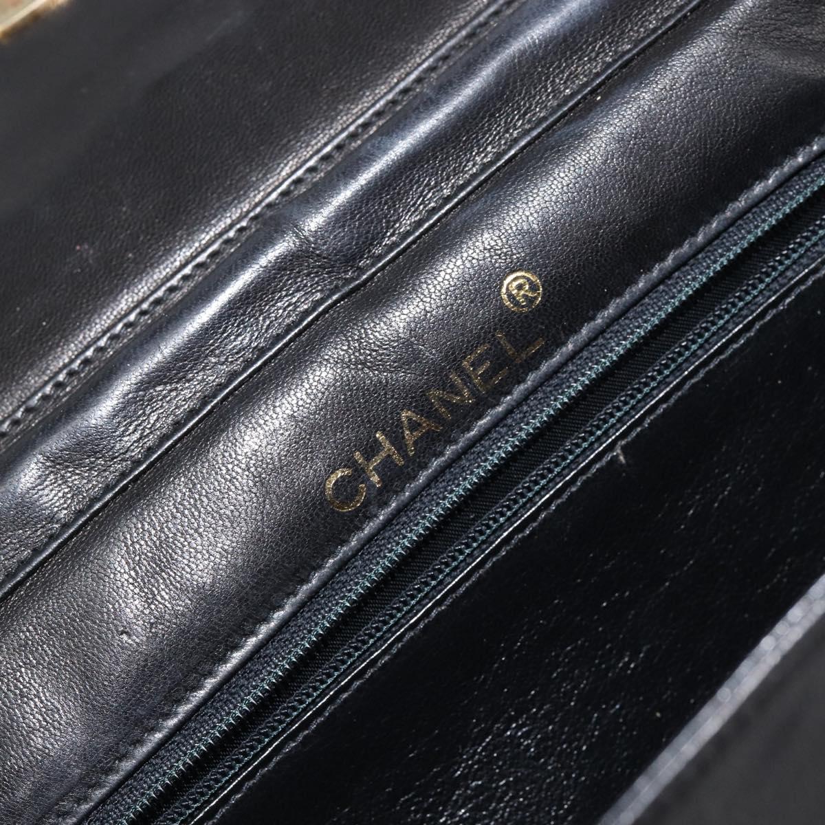 CHANEL COCO Mark Chain Shoulder Bag Lamb Skin Vintage Black CC Auth 146795