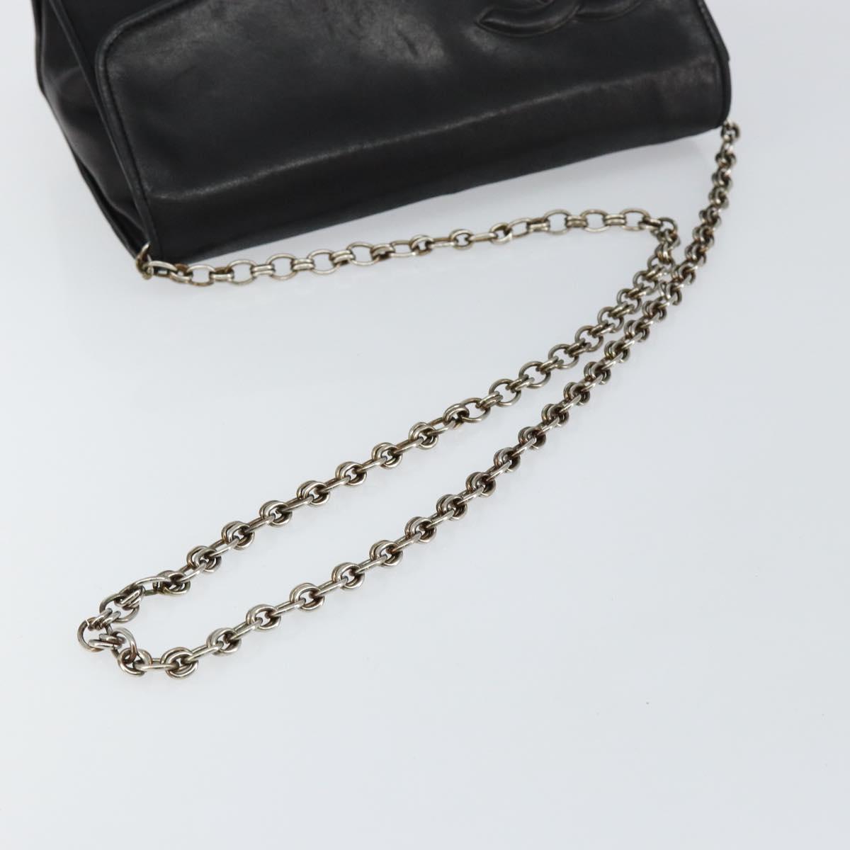 CHANEL COCO Mark Chain Shoulder Bag Lamb Skin Vintage Black CC Auth 146795