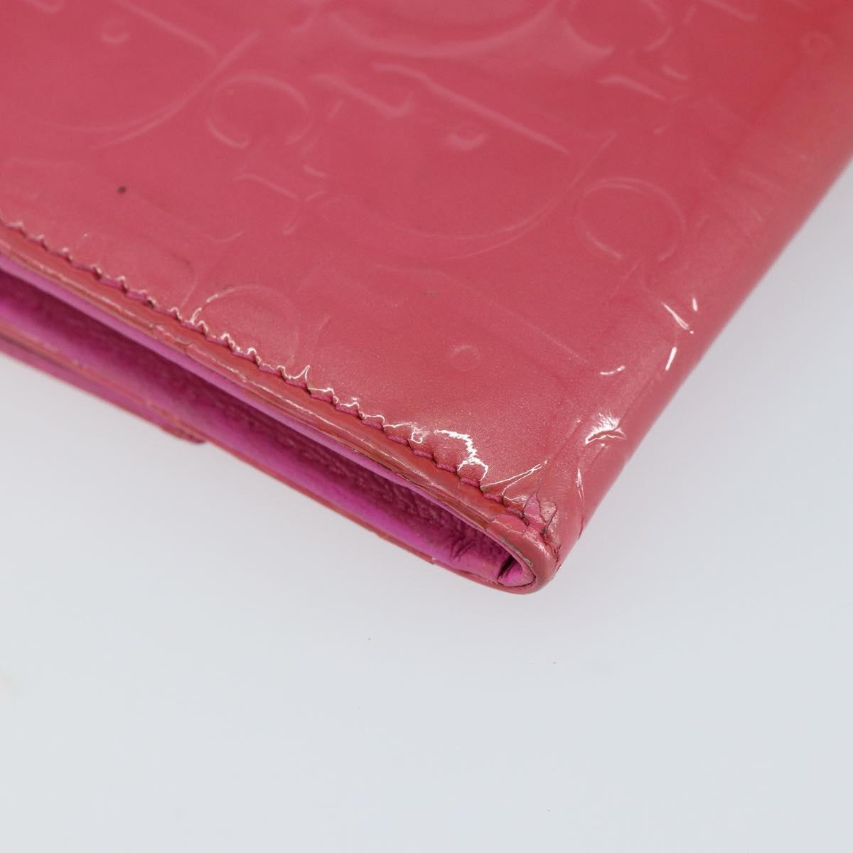 Christian Dior Trotter Canvas Wallet Enamel Pink Auth 146802