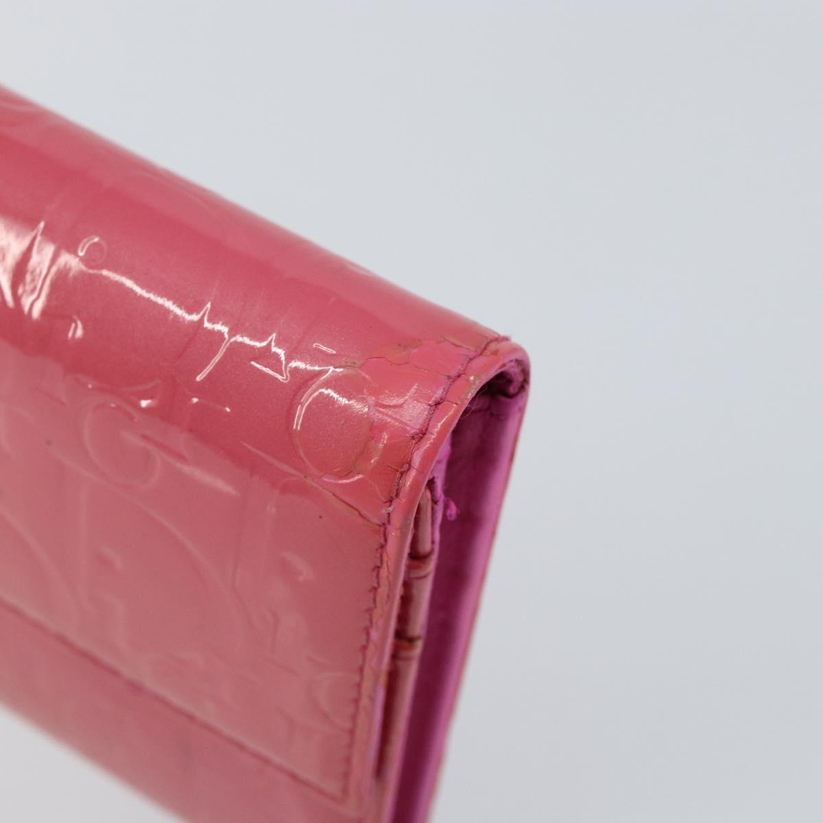Christian Dior Trotter Canvas Wallet Enamel Pink Auth 146802