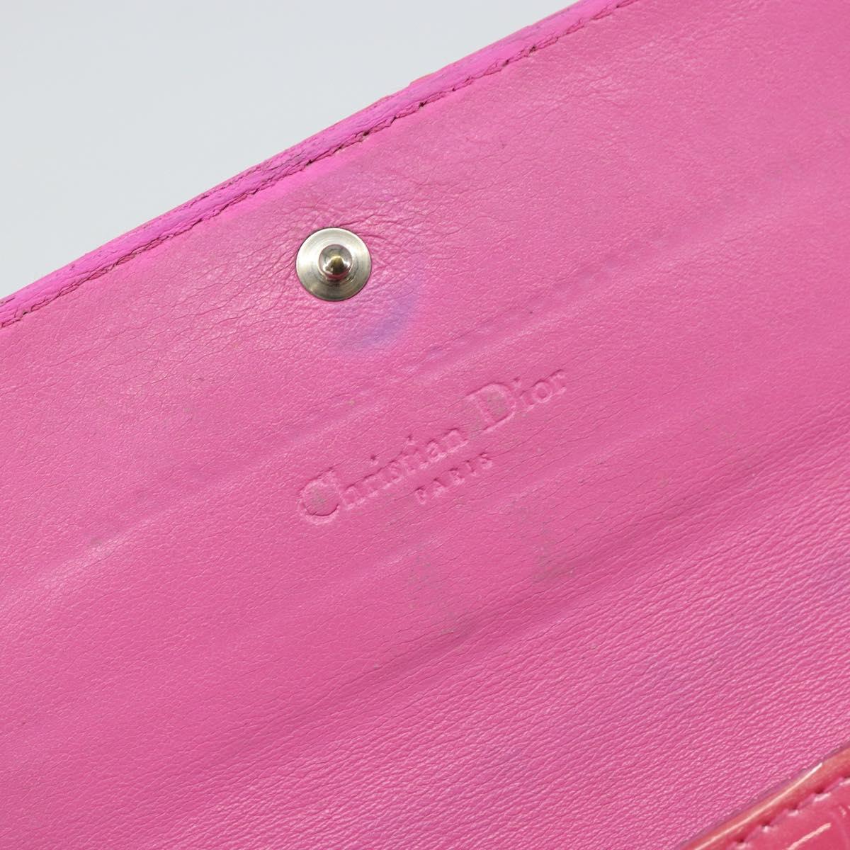 Christian Dior Trotter Canvas Wallet Enamel Pink Auth 146802